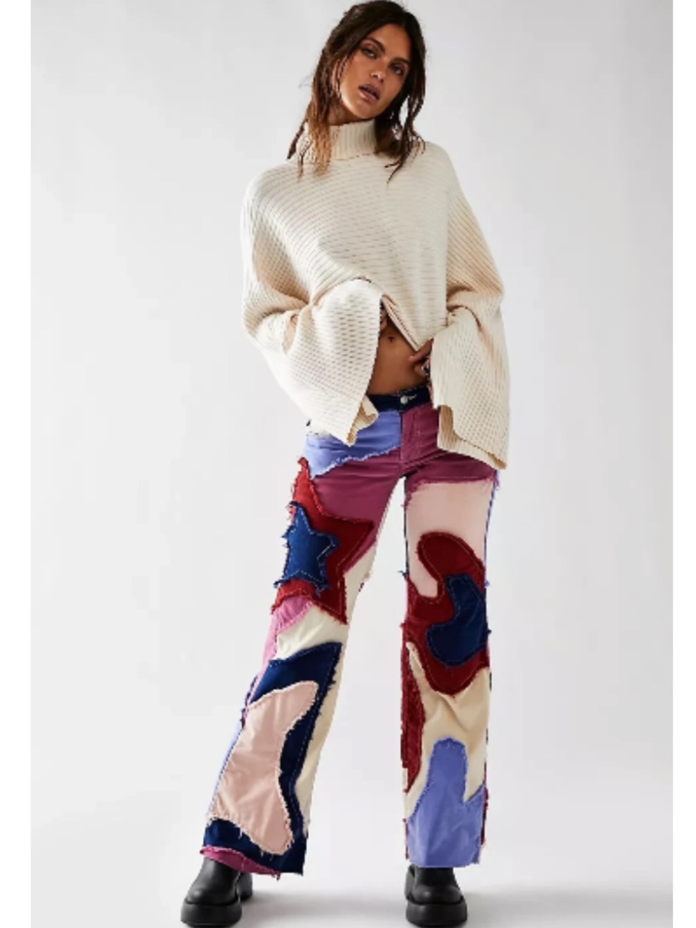 Free People Supernova Patchwork Star Jeans Size 27 Rare Collector